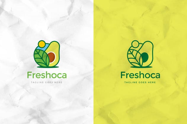 绿色健康水果食品品牌Logo设计模板 Freshoca Avocado Logo Template插图2