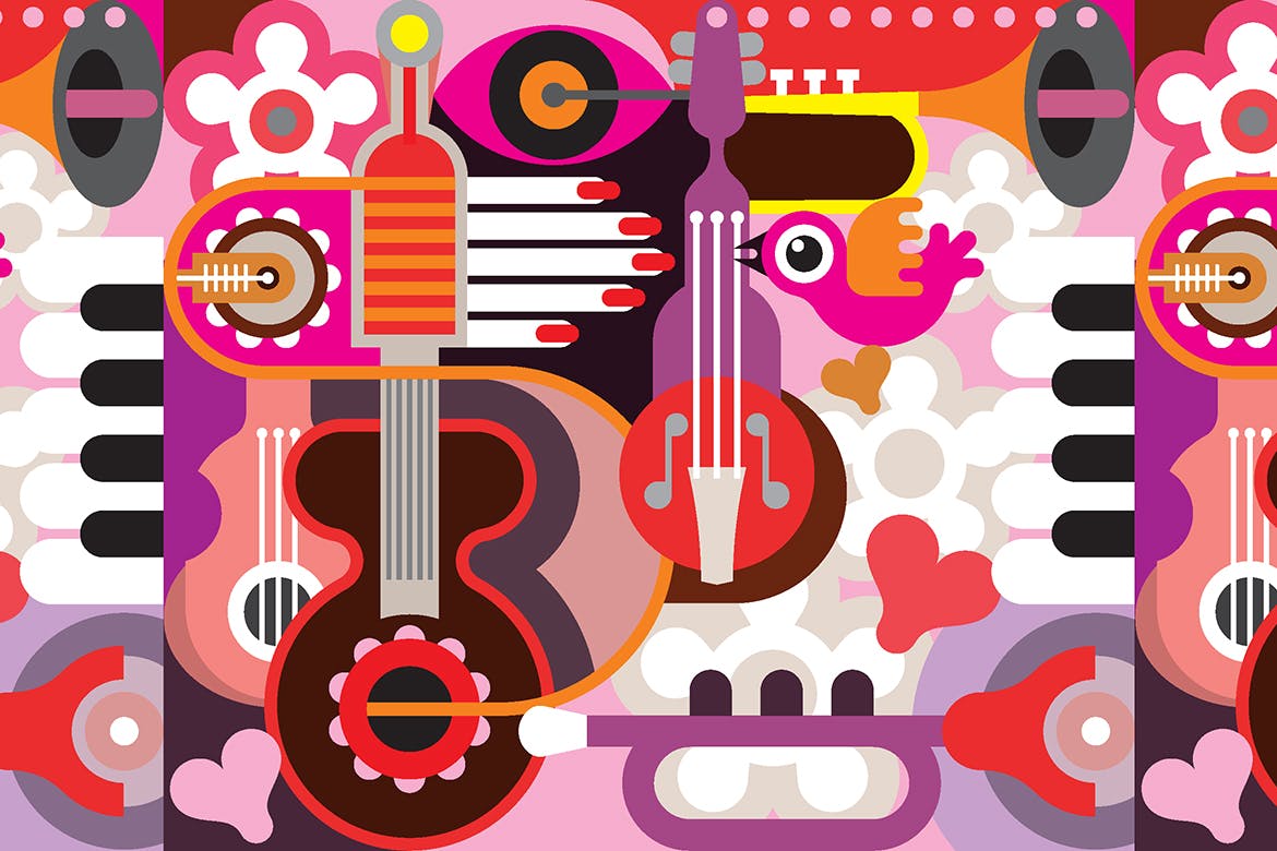音乐主题矢量抽象背景素材 Abstract Musical Background插图