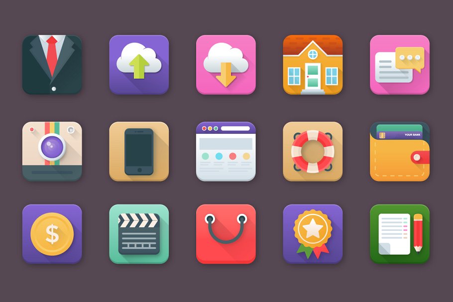 100个商业应用程序设计平面图标 100 Business App Icons Set插图(3)