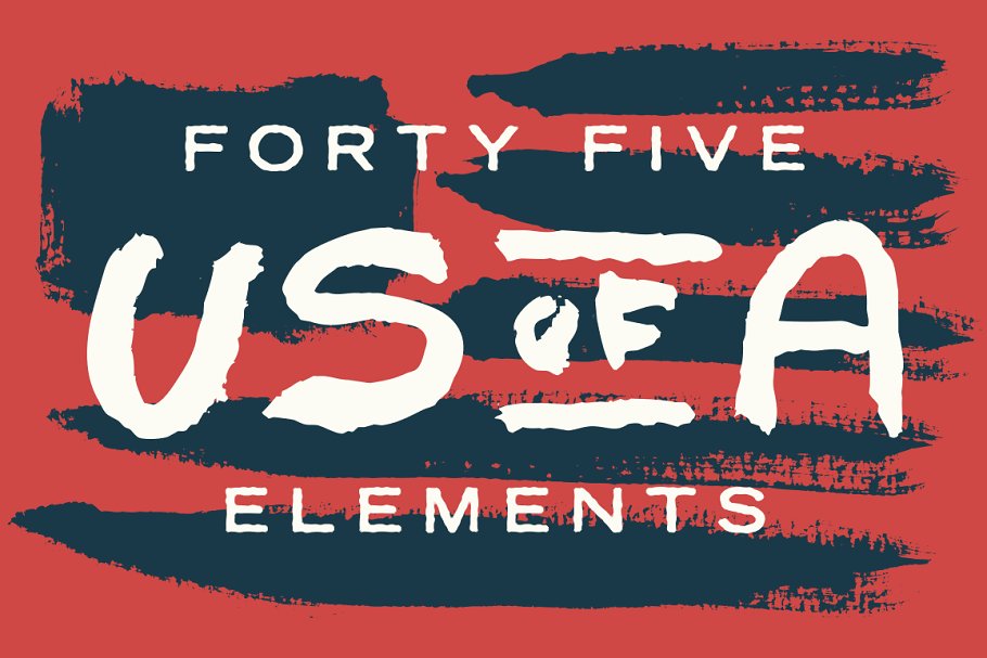 45款手绘美国元素 45 Hand Painted USA Elements插图