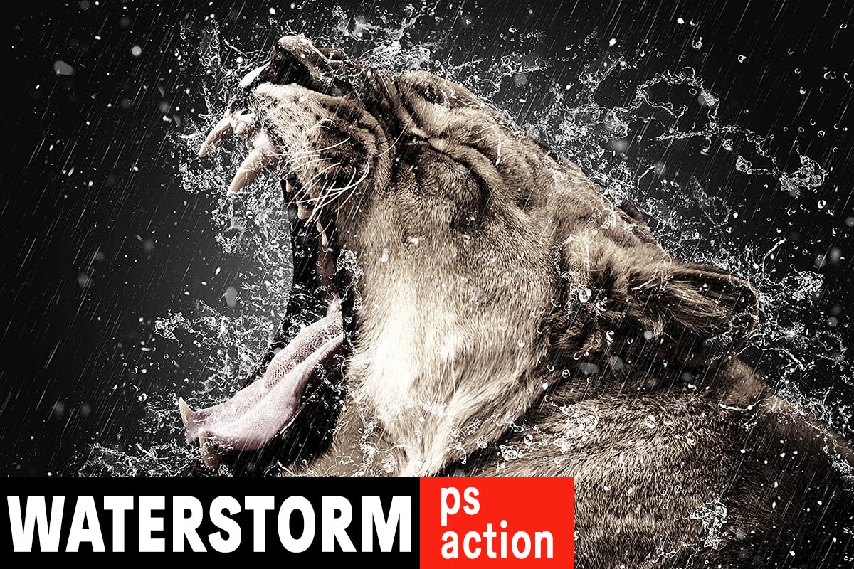 暴雨水滴飞溅滴落效果照片特效处理PS动作 WaterStorm Photoshop Action插图