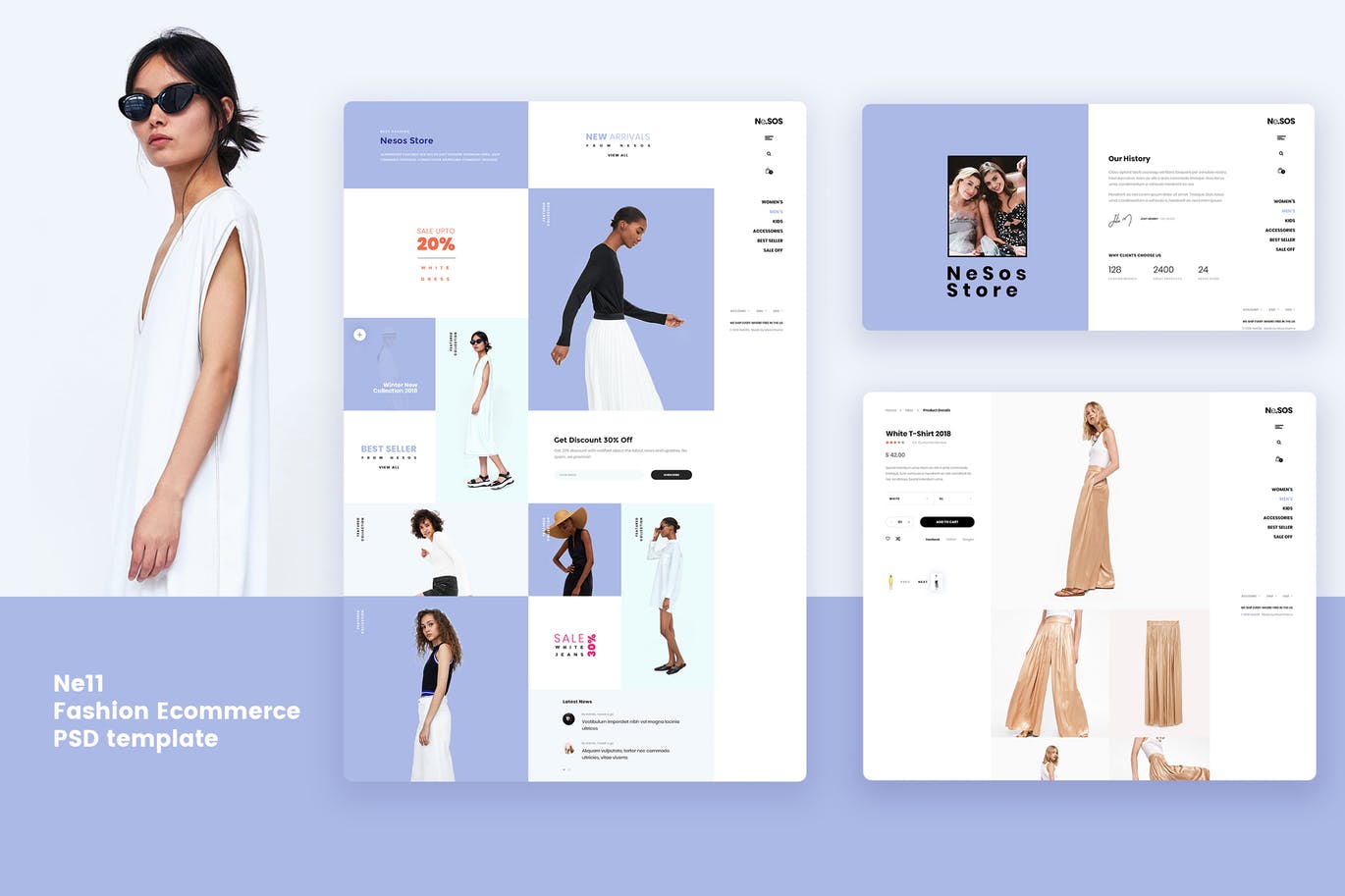 时尚行业电商平台网上商城设计PSD模板 Ne11 – Fashion Ecommerce PSD template插图