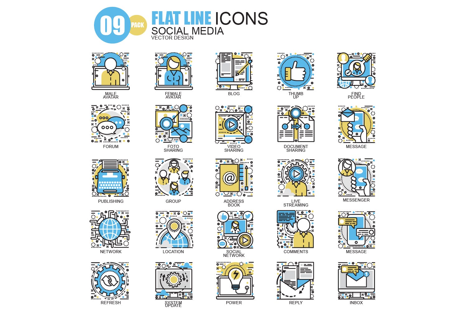 150枚概念主题扁平设计风格矢量线性图标 Line icons插图(3)