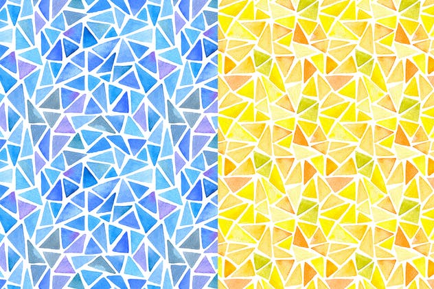 多彩三角形水彩矢量图案设计套装 Watercolor Triangles Design Kit插图(3)