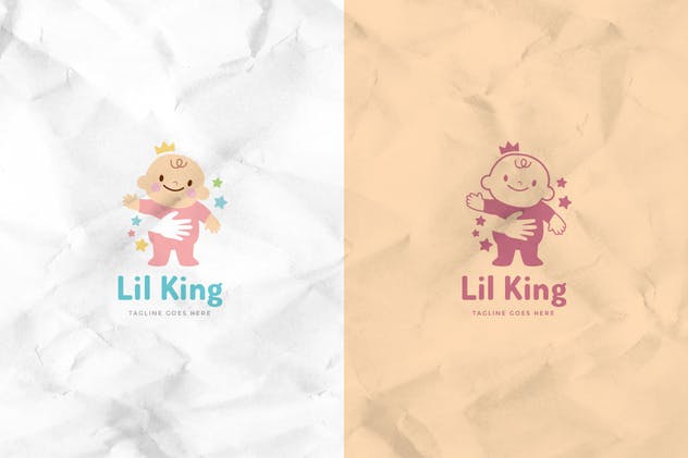 可爱婴儿图形幼婴品牌Logo标志设计模板 Little King Logo Template插图(2)