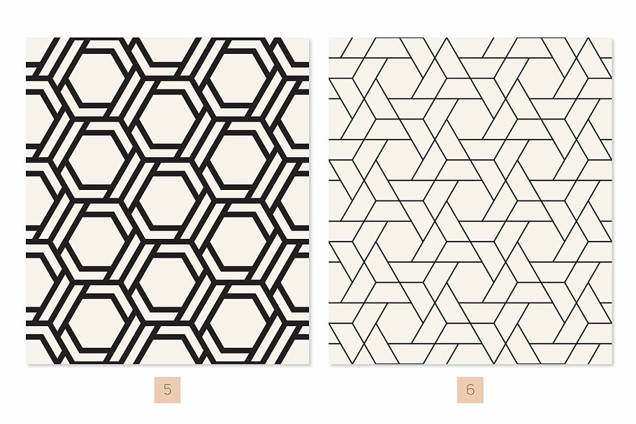 六角形图案无缝纹理 Hexagonal Seamless Patterns Set 2插图4