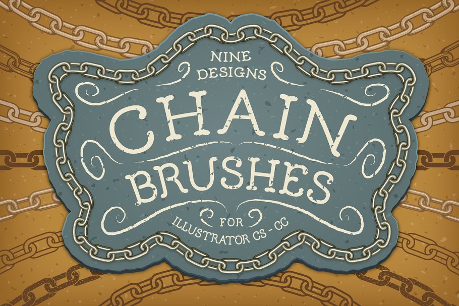 钢铁链条图形AI笔刷 Chain Brushes插图