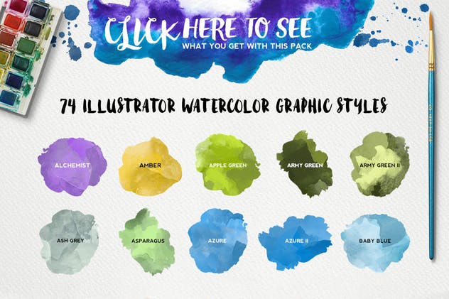 精美水彩插画设计素材包 for AI Watercolor KIT for Illustrator插图(3)