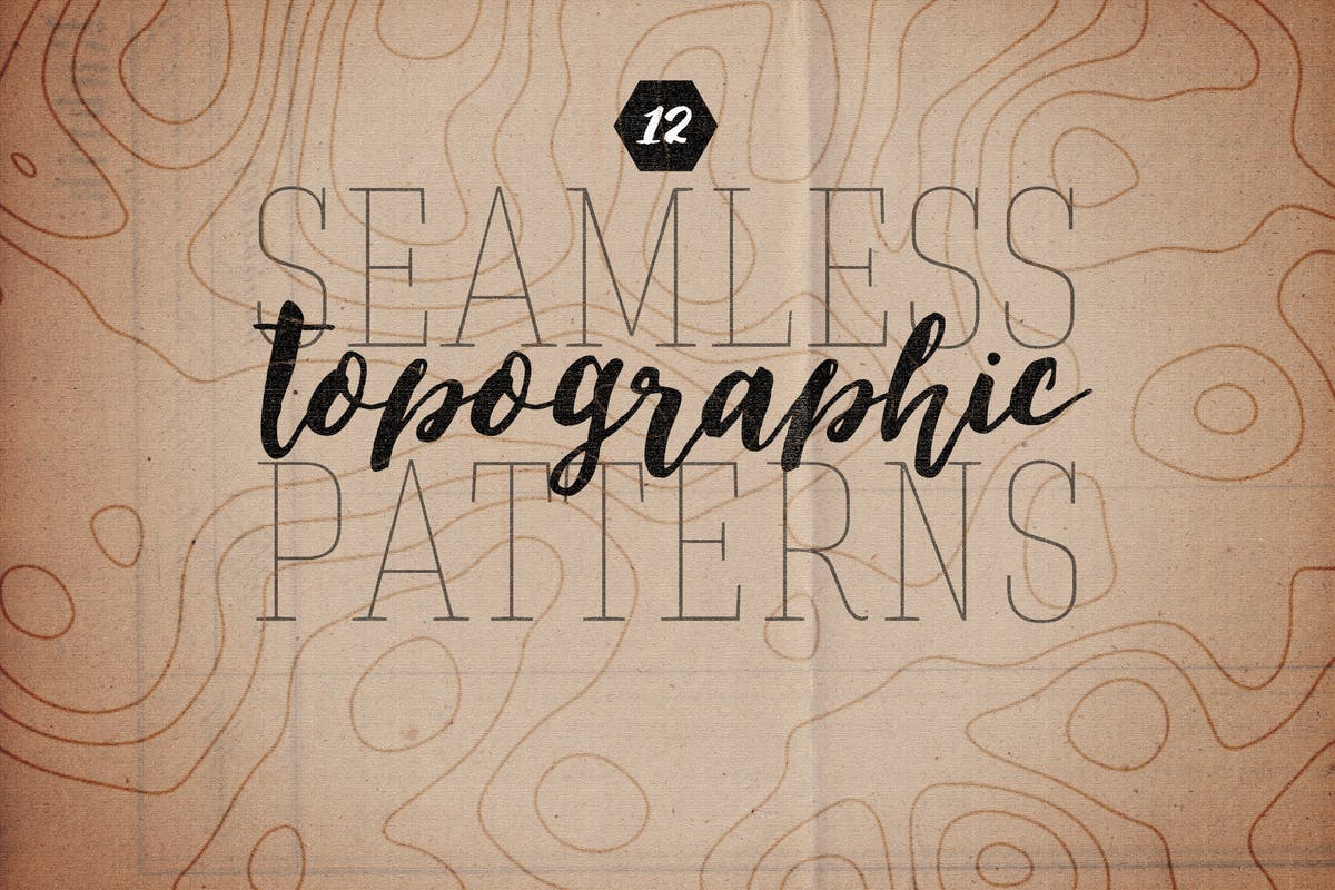 地图图形无缝图案素材v1 Seamless Topographic Patterns Volume 1插图