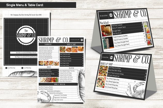 海鲜主题餐厅菜单设计PSD模板 Seafood Menu插图(2)