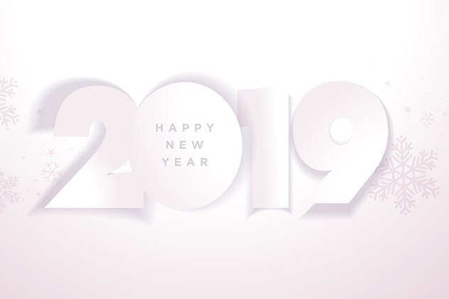 2019年数字新年贺卡设计模板[简约版] Business Happy New Year 2019 Greeting Card插图(1)