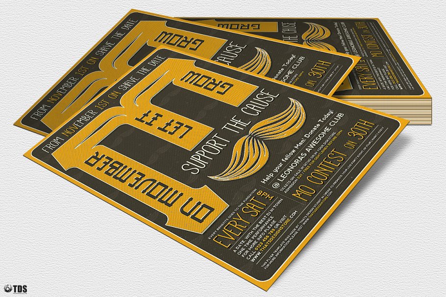 蓄须月胡子节活动派对传单PSD模板 V3 Movember Flyer PSD V3插图3
