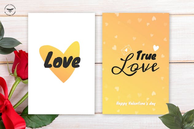 情人节主题心形图案背景贺卡PSD模板 Valentines Day Greeting Card Template插图(1)