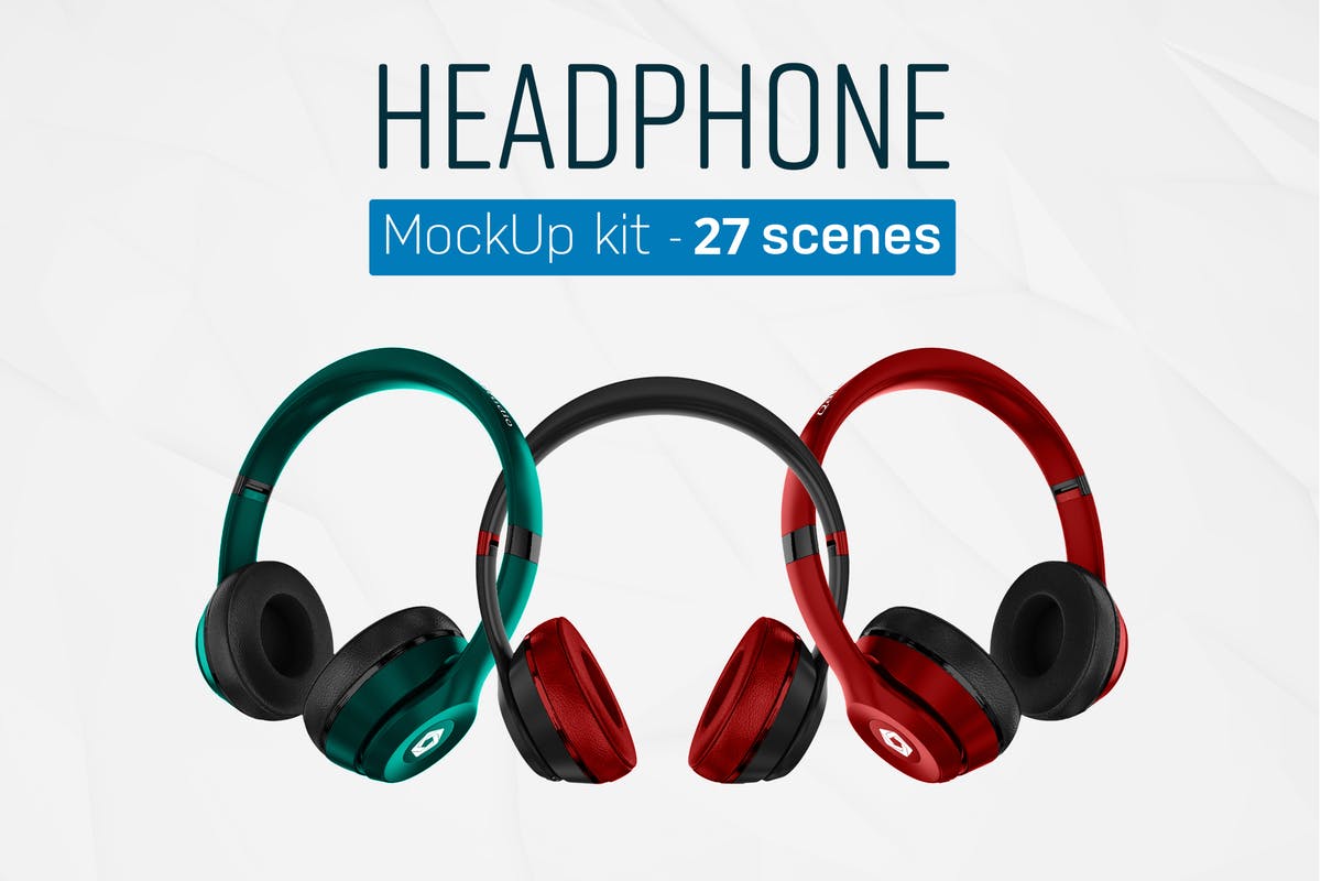 音乐头戴耳机设备样机套装 Headphones Mockup Kit插图