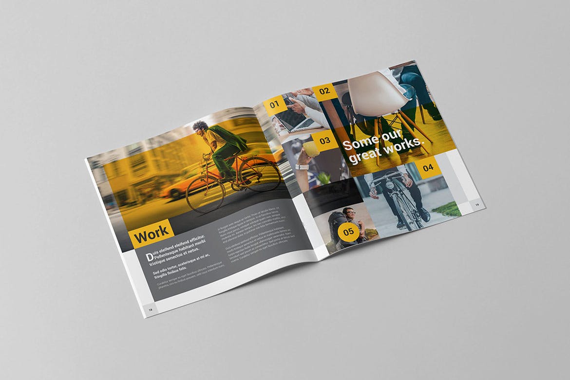 方形创意策划企业介绍宣传画册设计模板 Malibu Brochure Square插图(9)