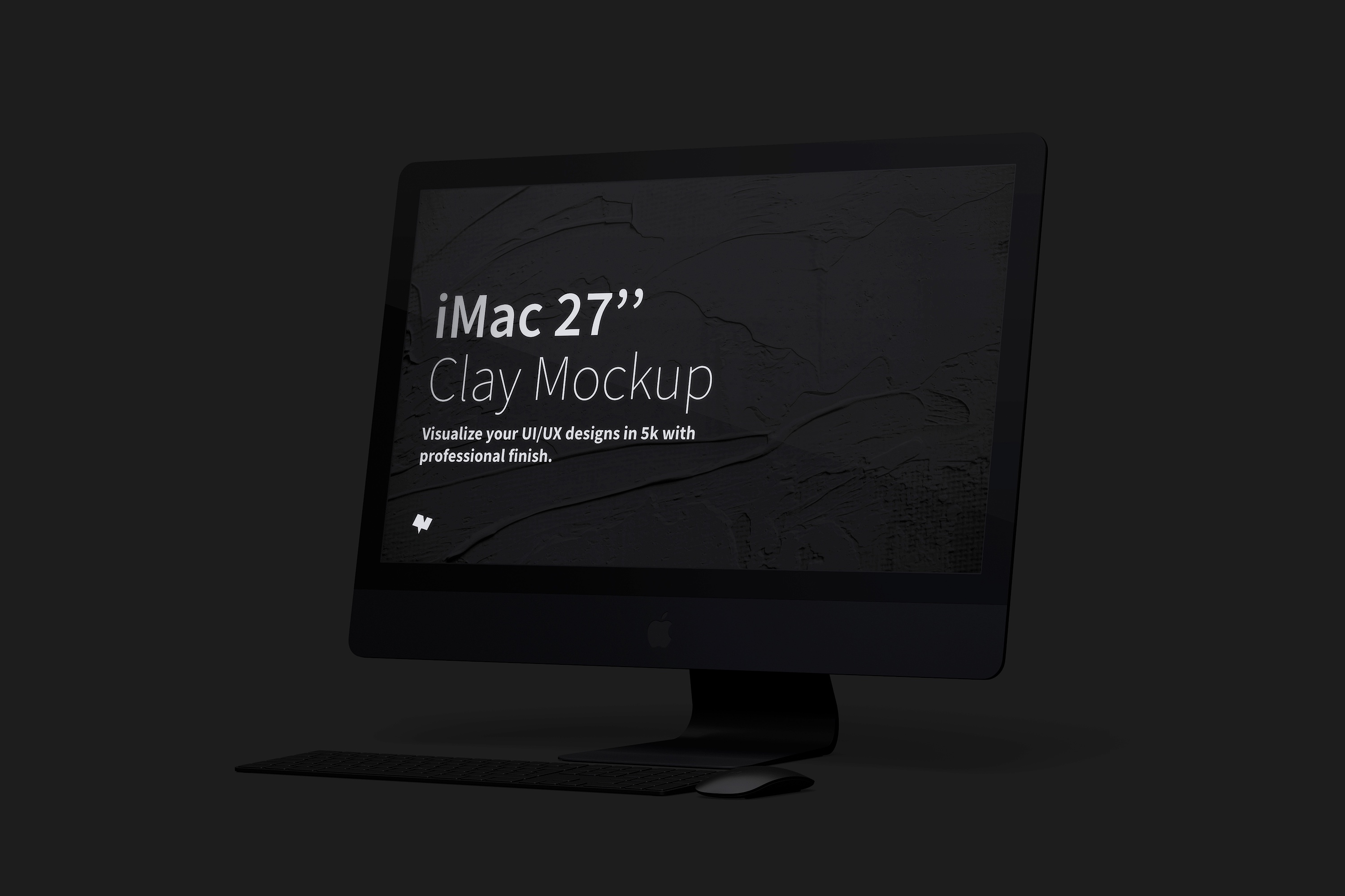 iMac一体机高清屏幕网页UI设计效果右视图样机 Clay iMac 27” Mockup, Right View插图(2)