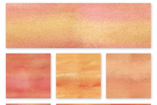 橙色手工水彩无缝背景纹理 Watercolor Seamless Textures – Orange Pack插图4