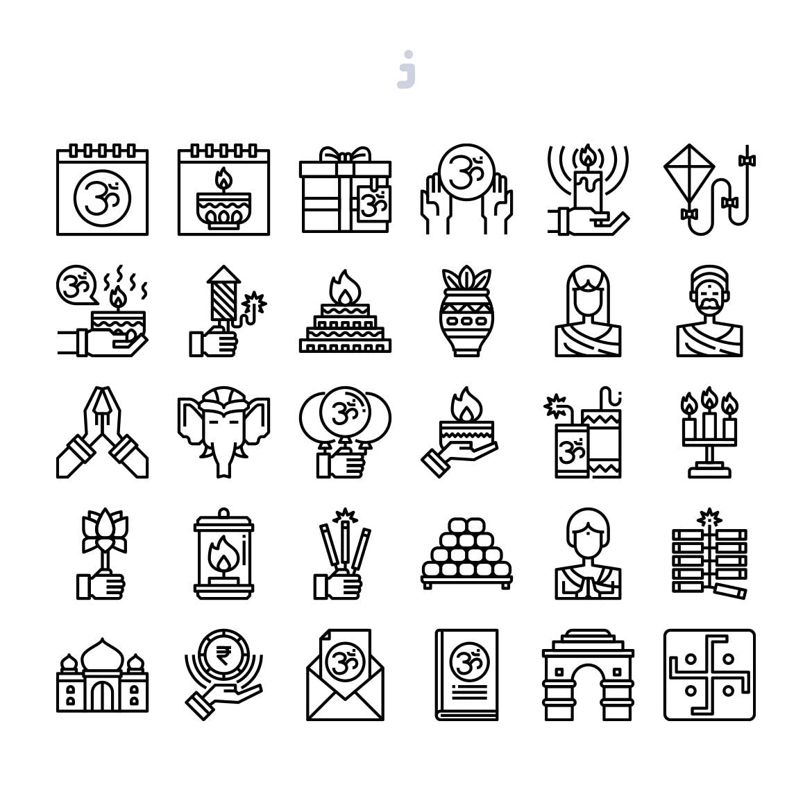 30枚排灯节节日元素矢量图标 30 Diwali Element  Icons插图(2)