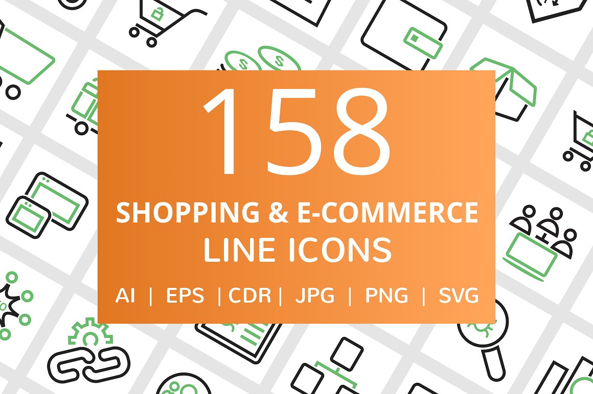 158款购物与电子商务的线形矢量图标下载[ai,eps,cdr,png,jpg]插图
