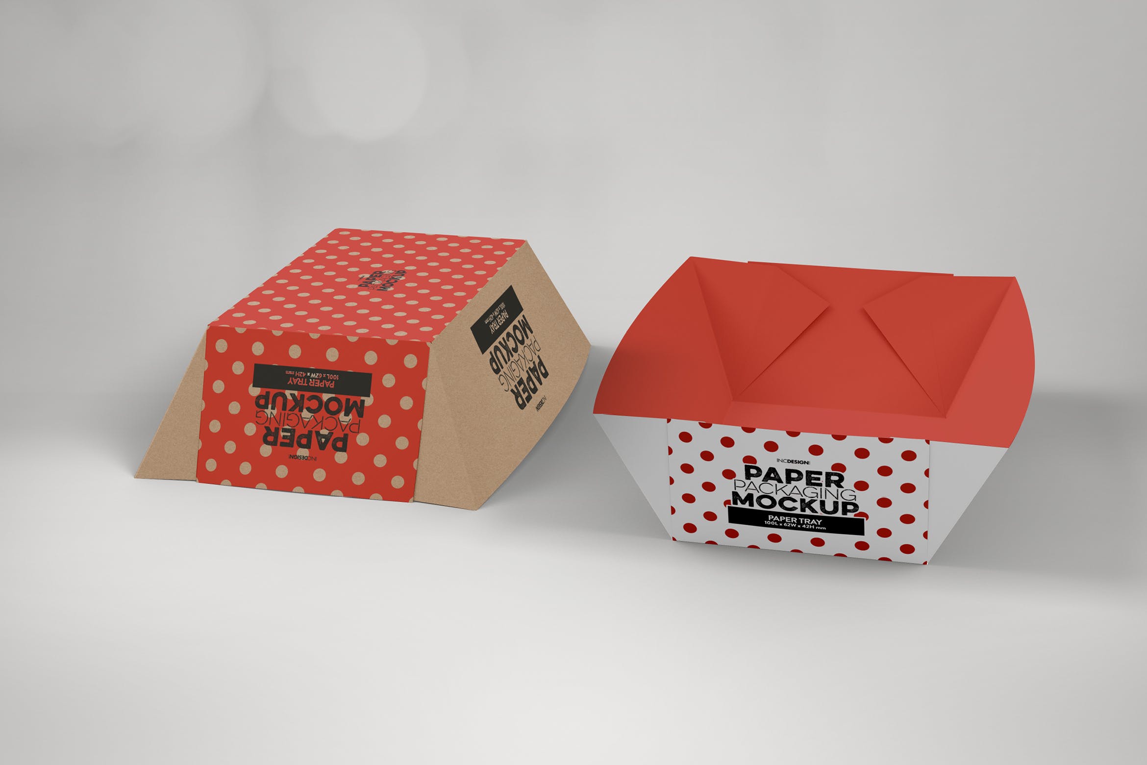 小吃纸盘托盘包装设计样机模板 Paper Tray 4 Packaging Mockup插图