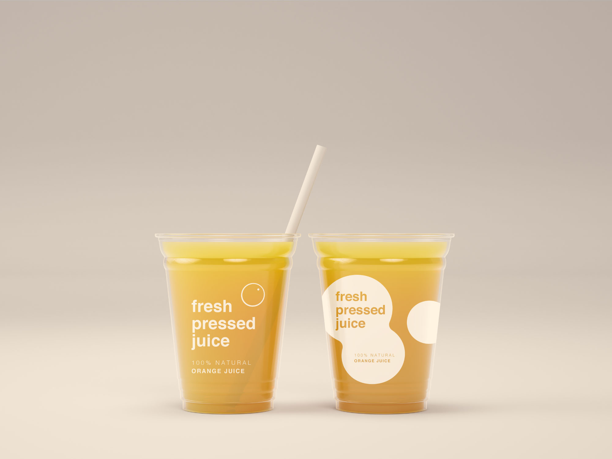 一次性果汁杯外观设计效果图样机PSD模板 Juice Cups Mockup PSD插图