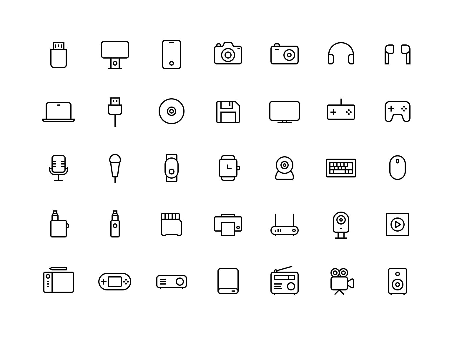 35枚办公设备矢量线性图标素材 Devices – Icons Pack插图1