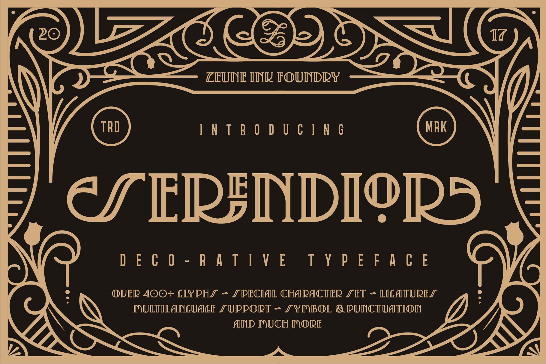 20世纪20年代装饰艺术英文字体&纹理 Serendior | Font & Seamless Patterns插图