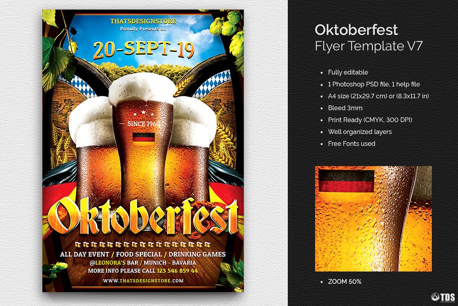 啤酒节活动宣传海报传单设计PSD模板v7 Oktoberfest Flyer PSD V7插图