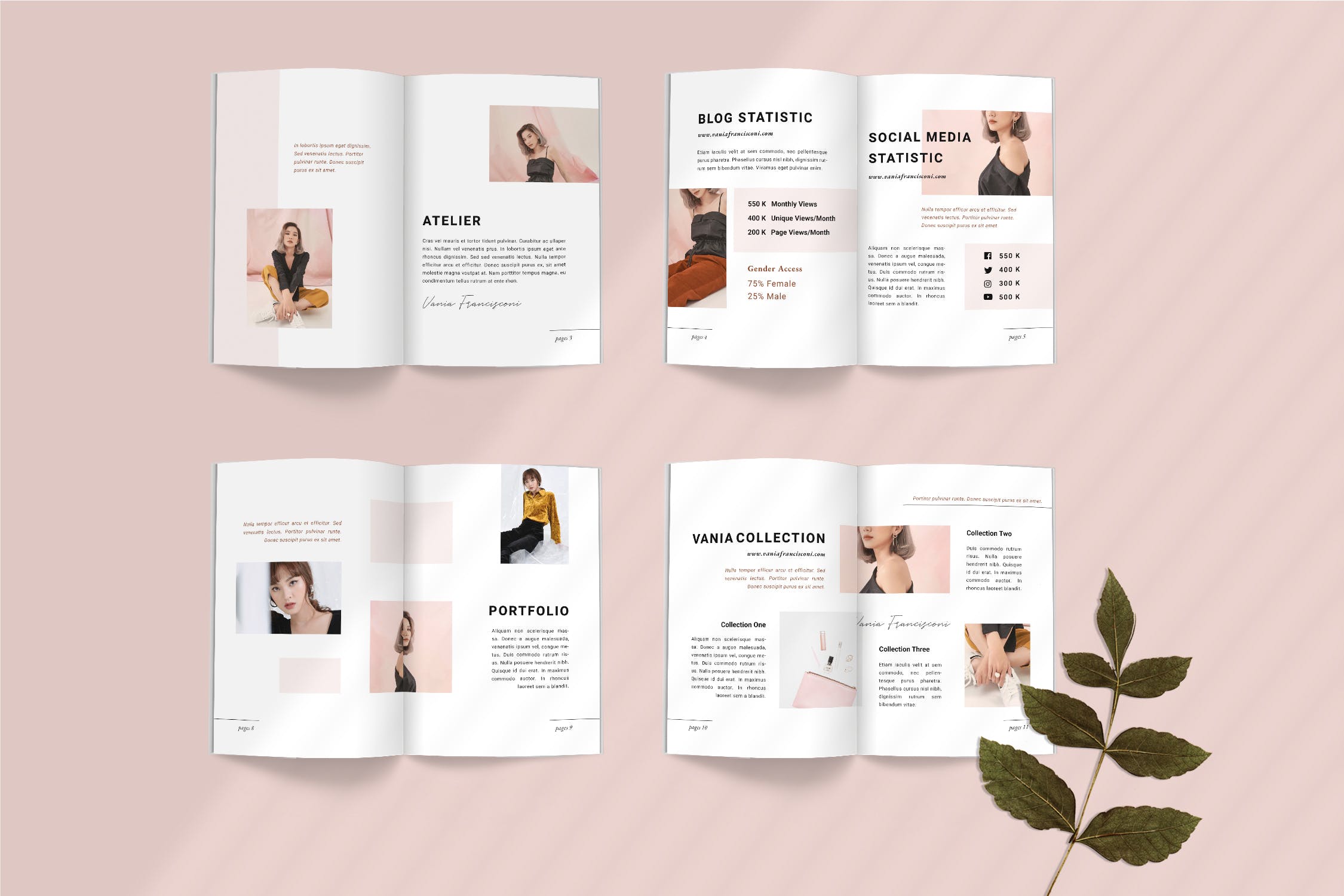 优雅时尚博客媒体品牌宣传设计素材工具包 Vania Media / Press Kit Template插图(1)