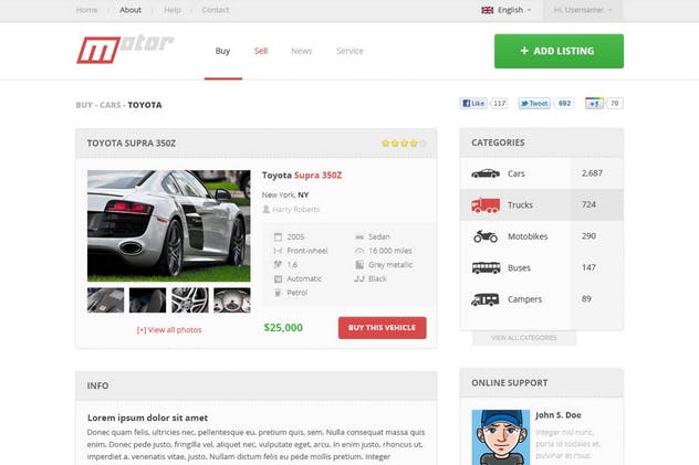 汽车在线交易市场网站设计PSD模板 Motor – Vehicle Marketplace PSD Template插图(4)