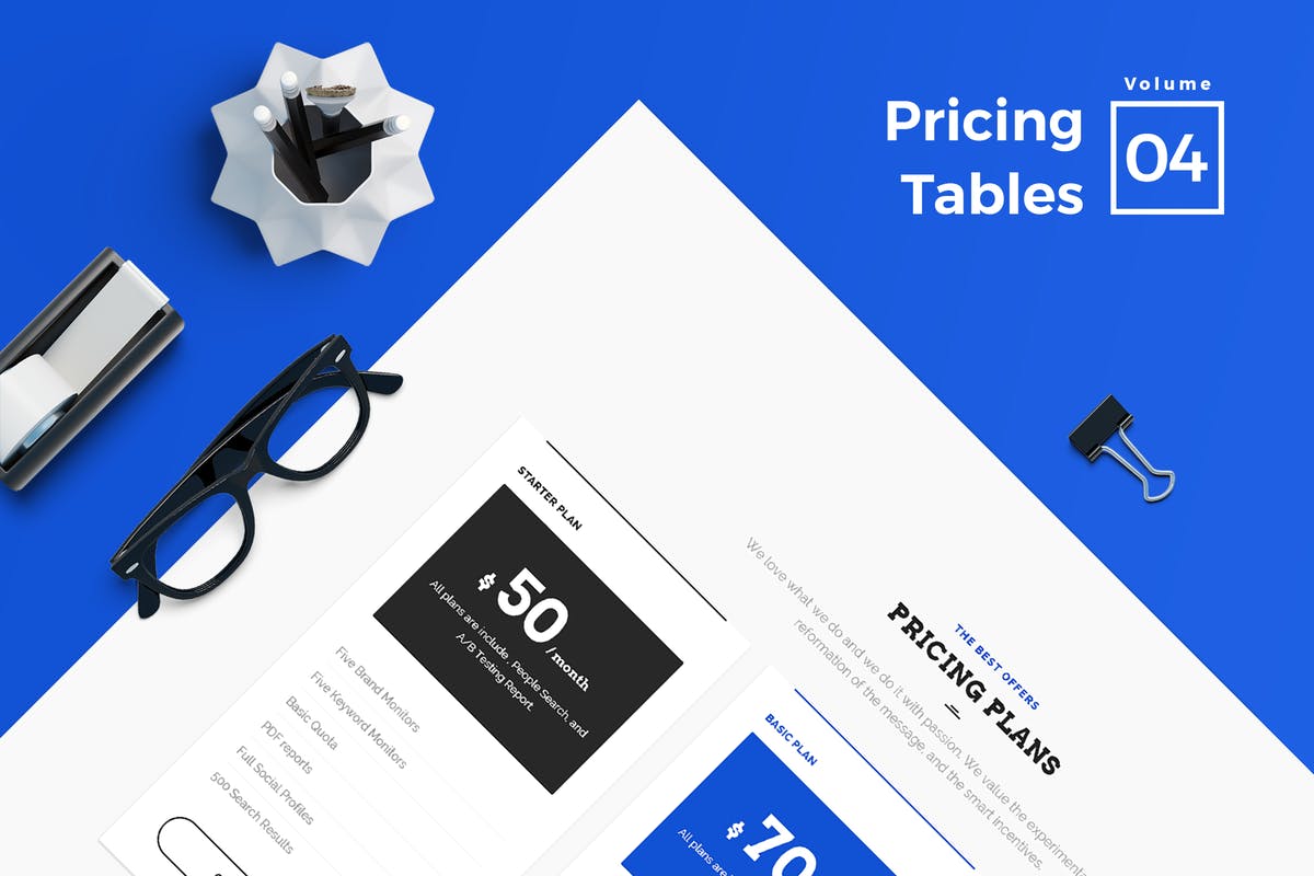 商业服务网站价格表单UI设计模板V4 Pricing Tables for Web Vol 04插图