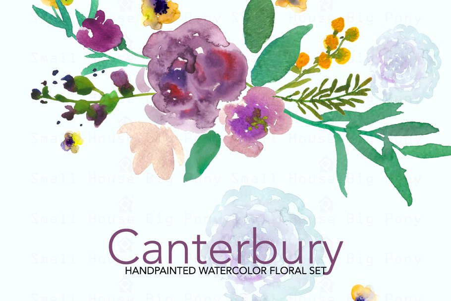 坎特伯雷-水彩剪辑艺术集 Canterbury- Watercolor Clip Art Set插图