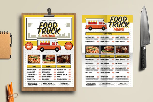 美食节美味餐车海报/传单/菜单模板 Food Truck Festival Poster/Flyer/Menu插图(4)