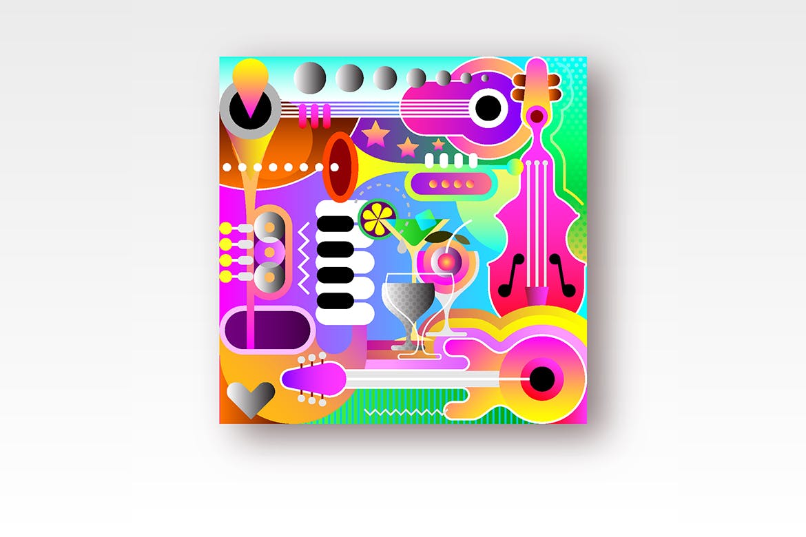 音乐主题抽象矢量艺术插画设计素材 Musical Background Design vector illustration插图