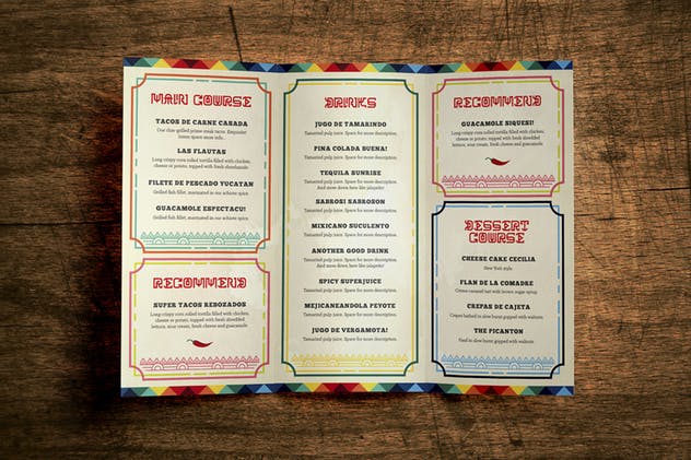 墨西哥风味餐馆菜单设计PSD模板 Mexican Style Food Menu Template插图(2)