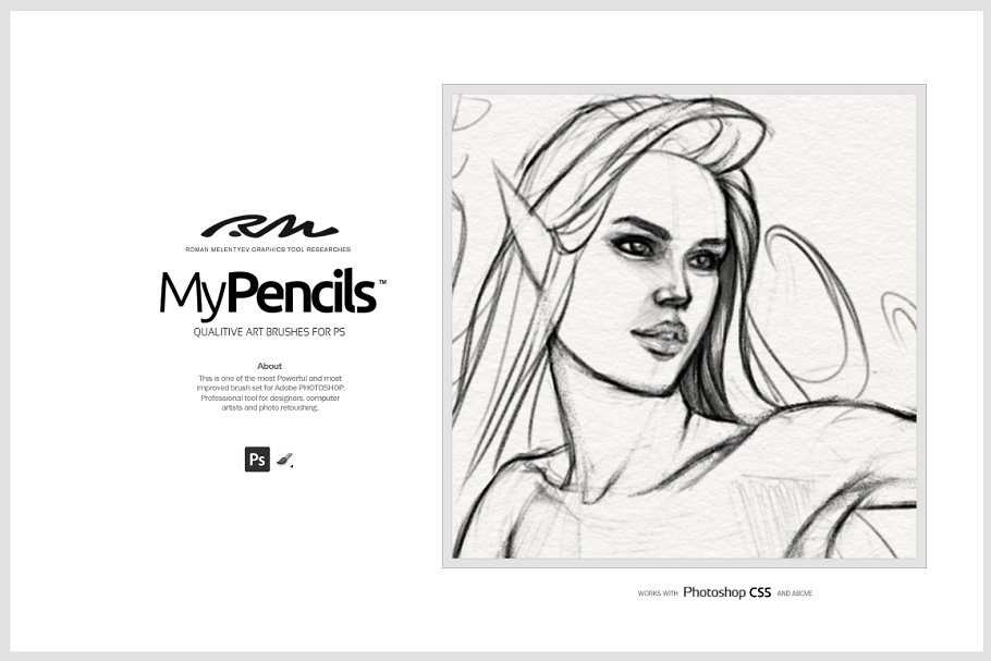 素描炭笔类手绘笔画铅笔笔刷 RM My Pencils插图3
