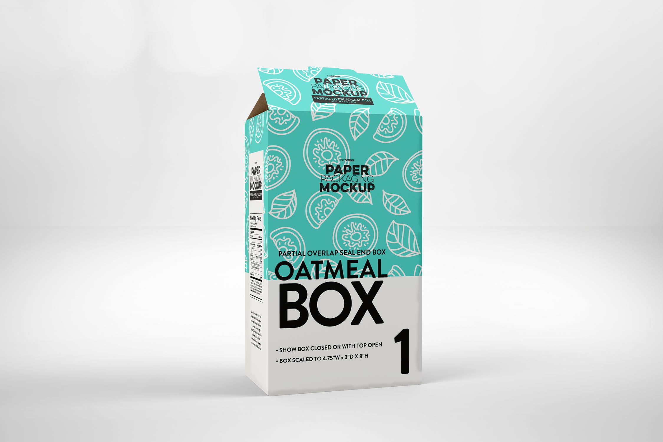 麦片盒包装纸盒设计效果图样机 Paper Cereal Box Packaging Mockup插图2