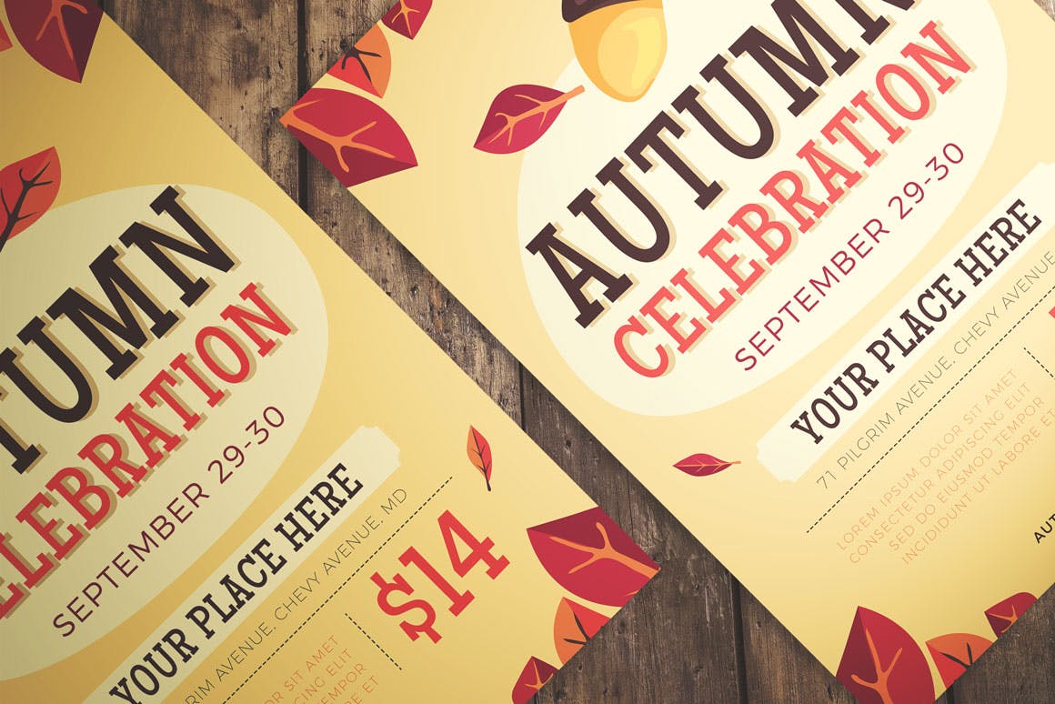 秋季丰收季节庆典活动海报传单模板 Autumn Celebration Flyer插图(2)