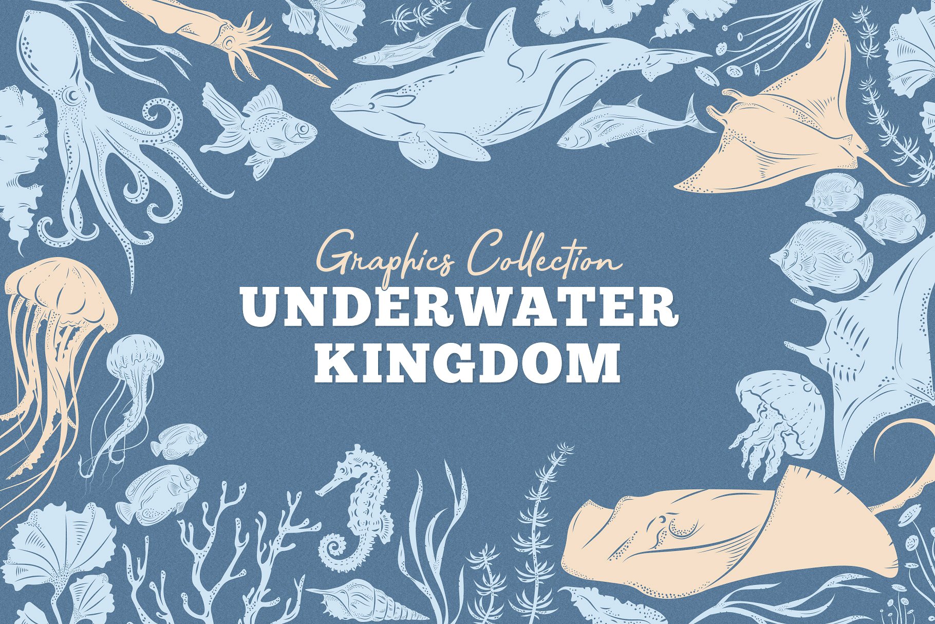 水下王国图形设计工具包 Underwater Kingdom Graphics Toolkit插图