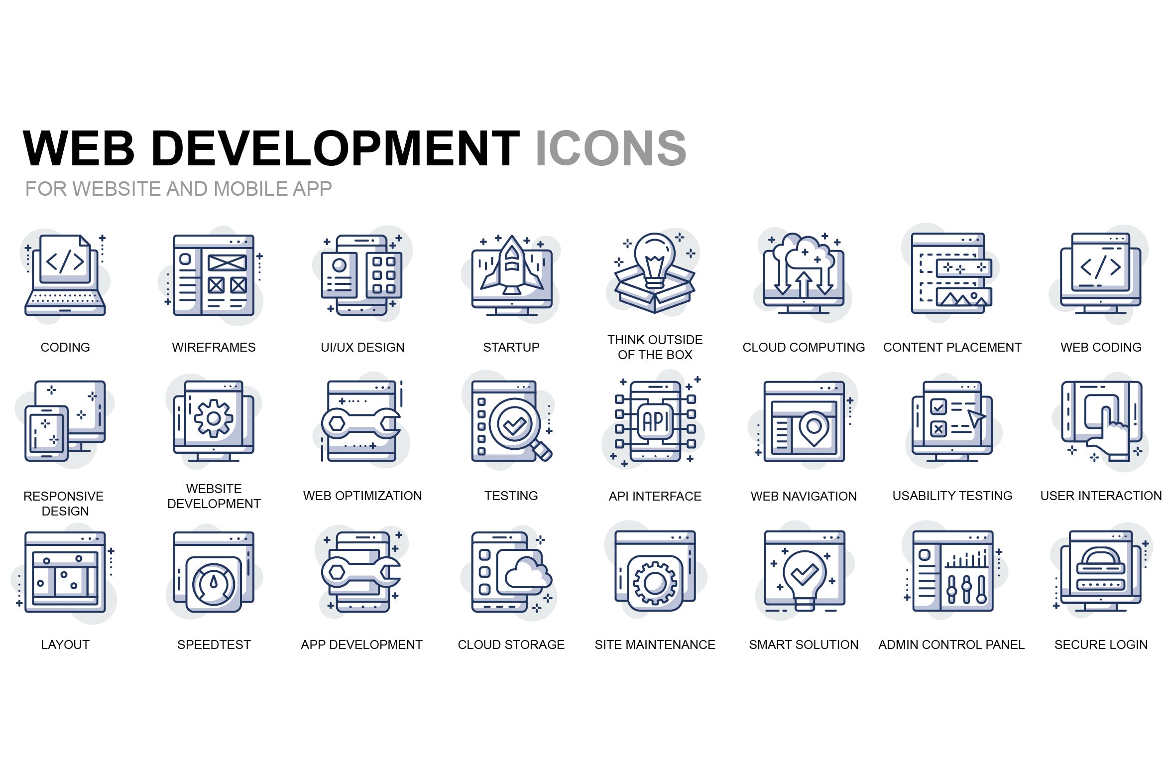 Web开发主题细线线性矢量图标素材 Web Development Thin Line Icons插图