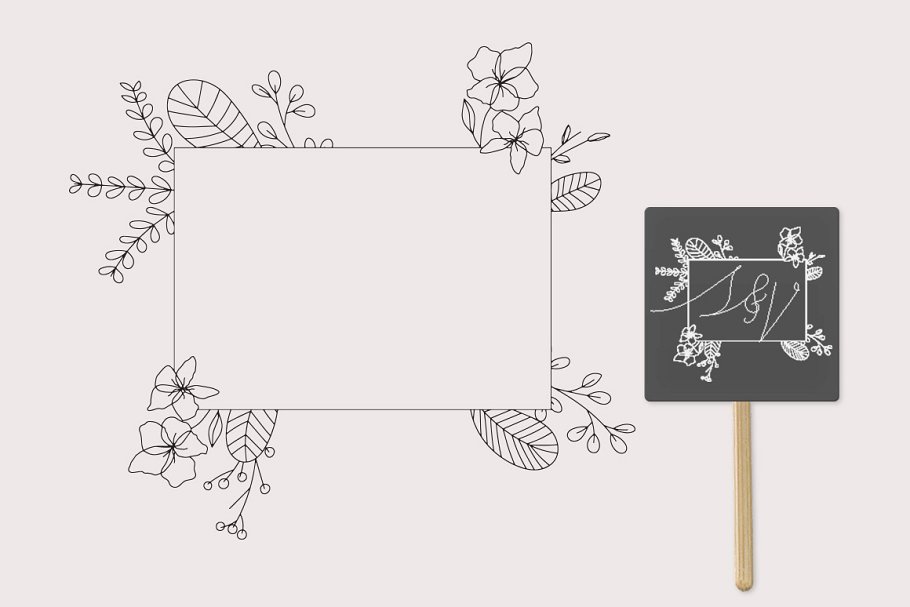 6个极简主义描线花卉插画 6 Flower Lineart Illustrations插图3