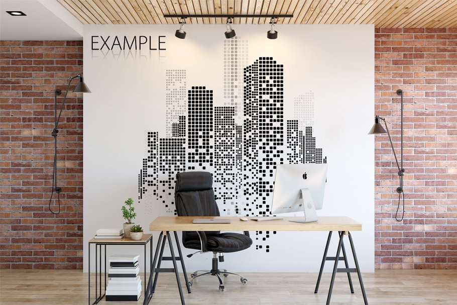 办公室墙纸设计样机模板合集 OFFICE Interior Wall Mockup Bundle插图4