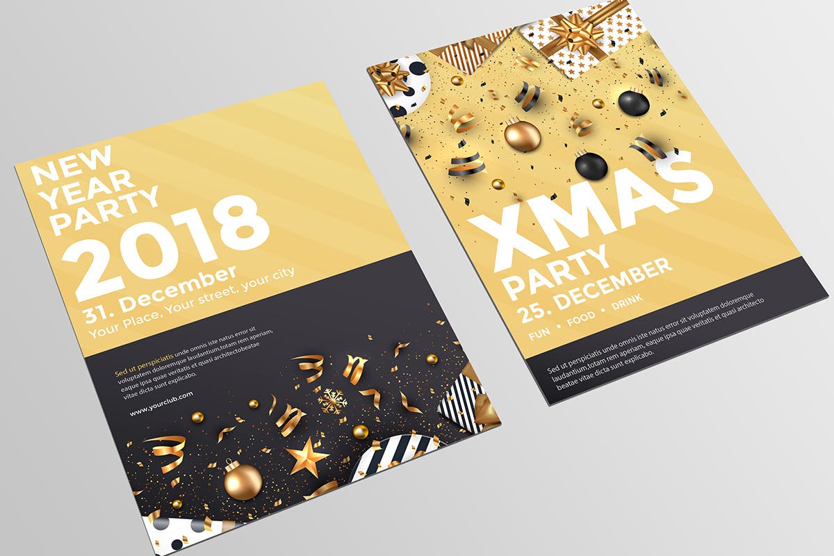 浓厚节日氛围圣诞节派对活动传单海报设计模板合集 Set of 10 Christmas Party Flyer Templates插图(5)