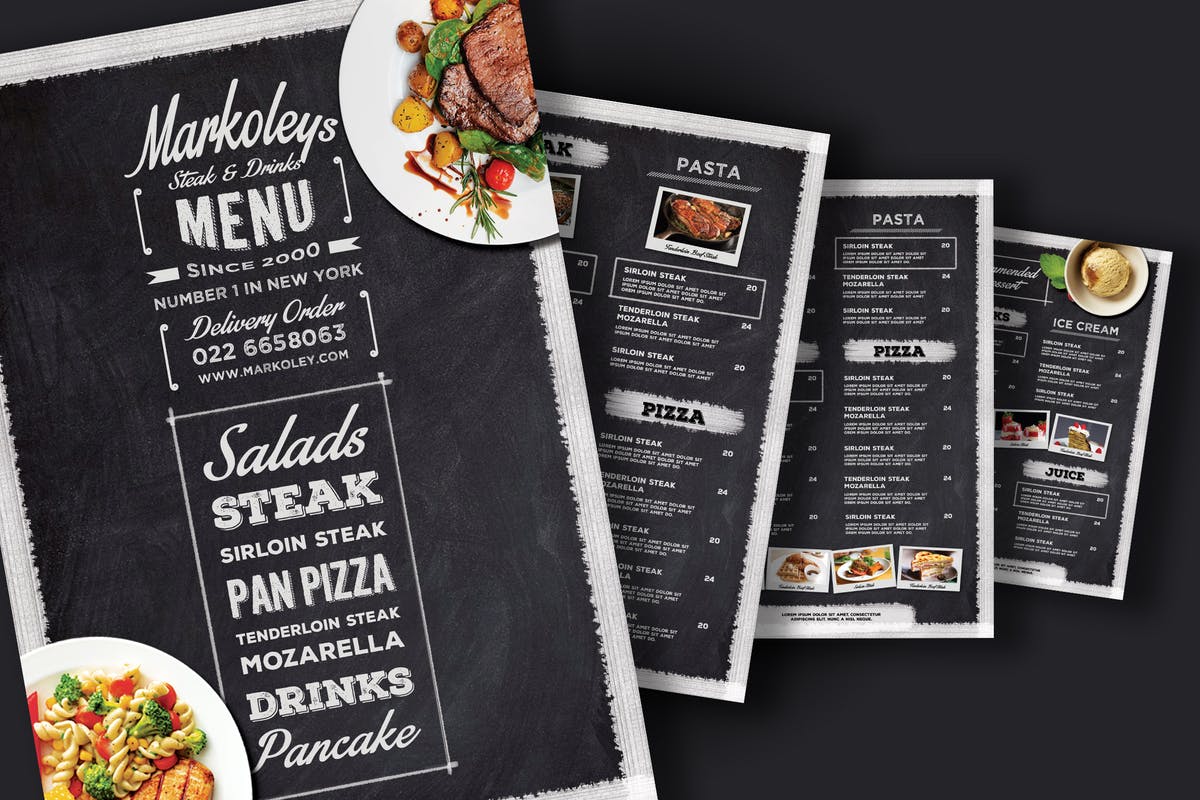 黑板画设计风格咖啡厅菜单PSD模板 Typography Blackboard Menu插图