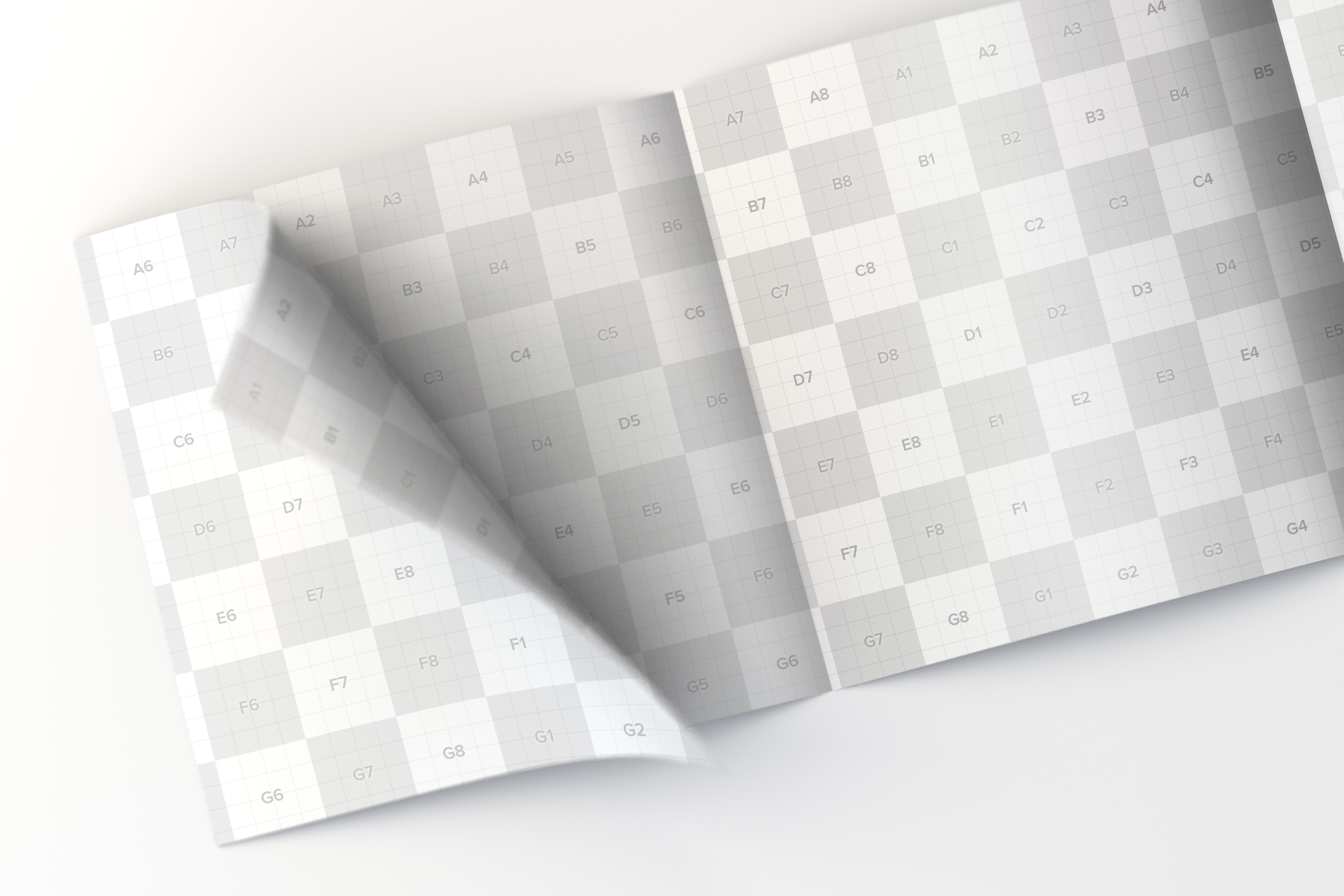 四折页设计企业宣传册&传单内页设计效果图样机02 Inside Square 4-Fold Brochure Rolled Page Mockup 02插图(2)