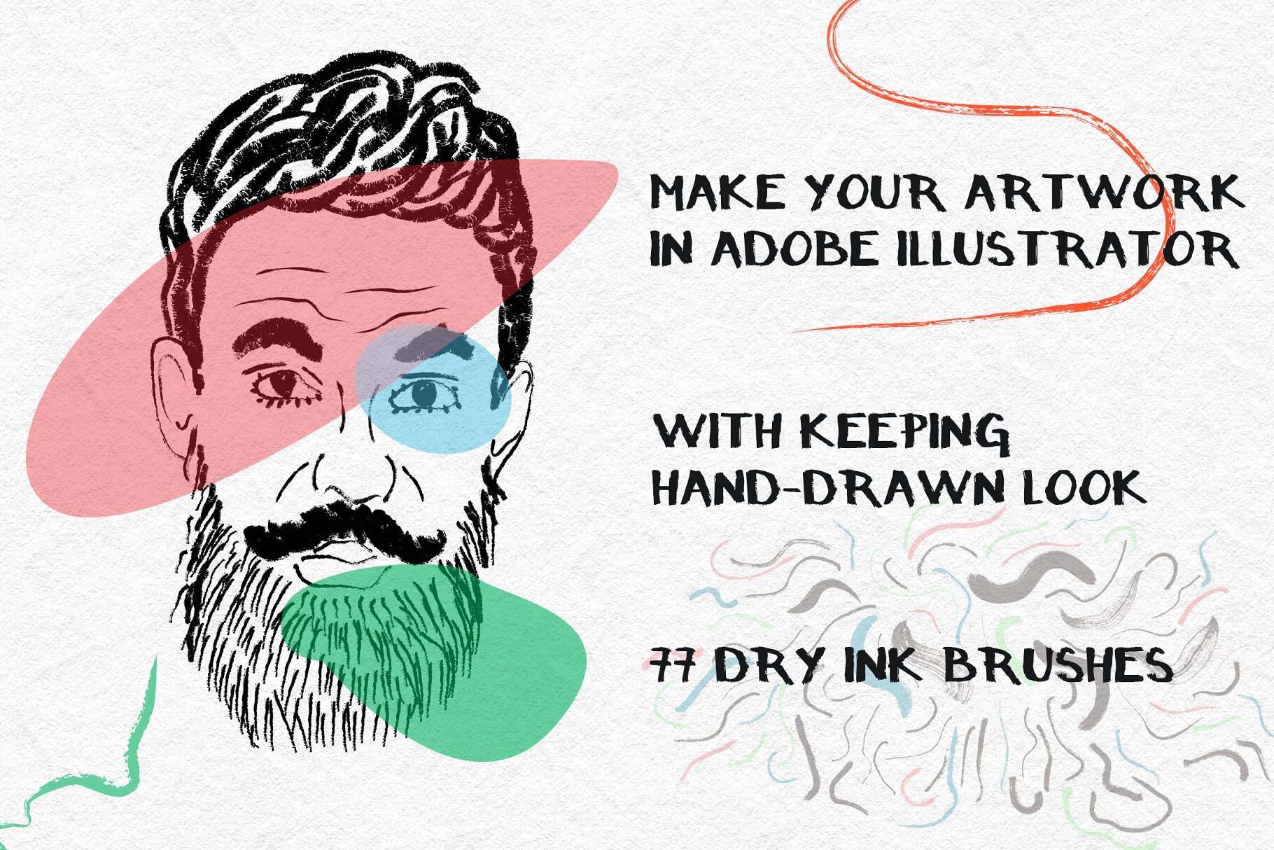 干油墨笔迹笔触AI笔刷 Dry Ink Brushes插图1