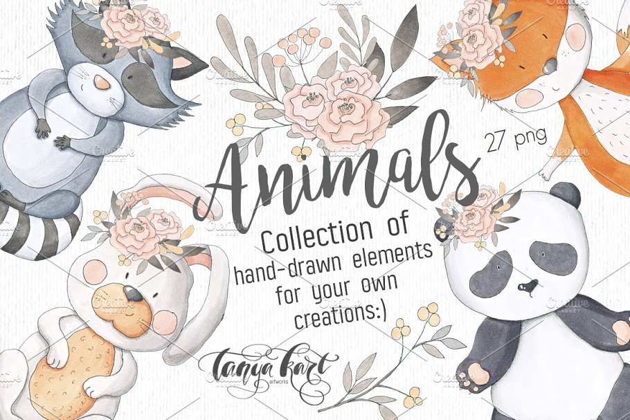 手绘动物素材合集 Hand Drawn Animals Collection插图