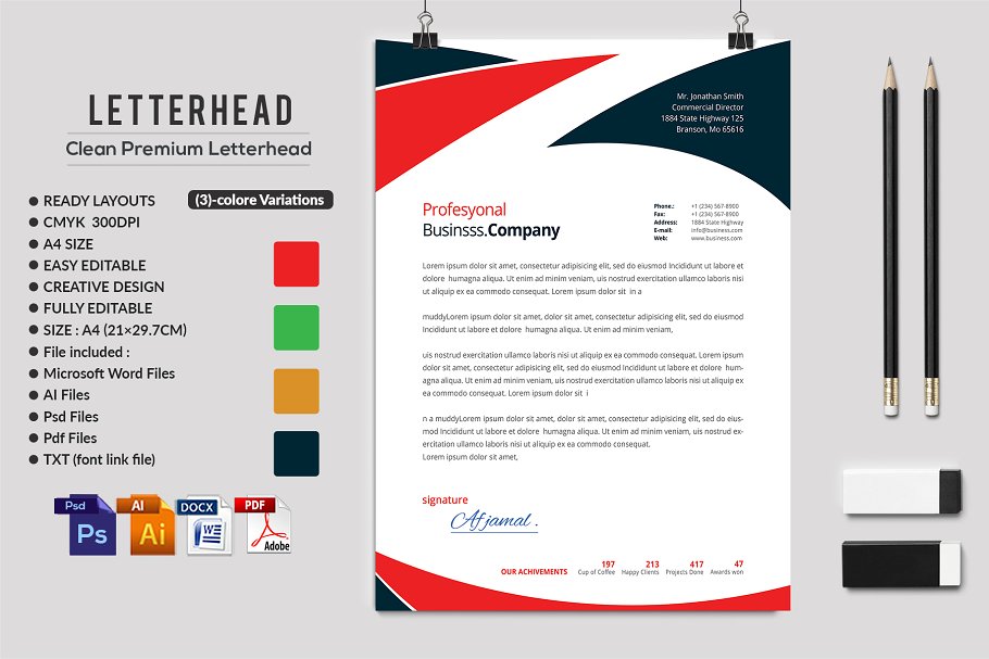 10款企业品牌信笺模板 Letterhead Bundle插图(6)