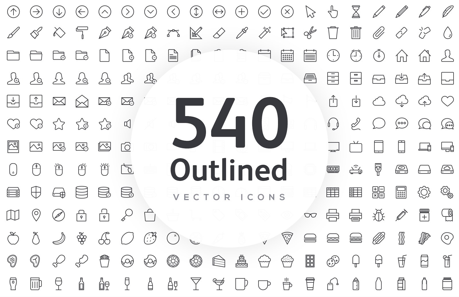 540枚矢量线框图标 Vector Line Icons – Outlined插图