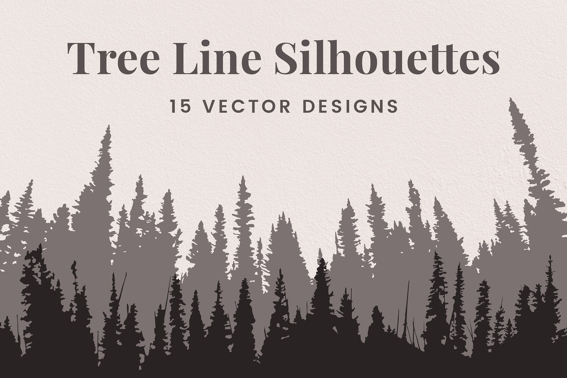 矢量森林树木线条轮廓插画 Vector Tree Line Silhouettes插图